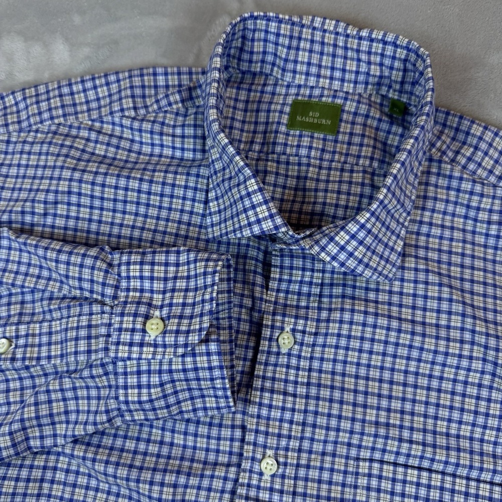 Sid Mashburn Button Up Long Sleeve Men's Size XL Blue Plaid